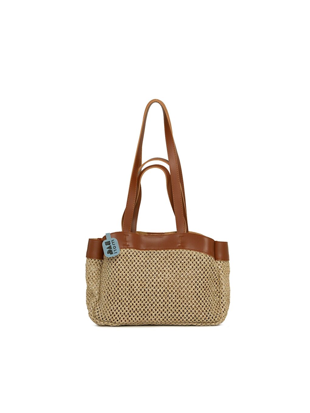 Kahverengi Yavrulu Hasır File Mini Çanta-2