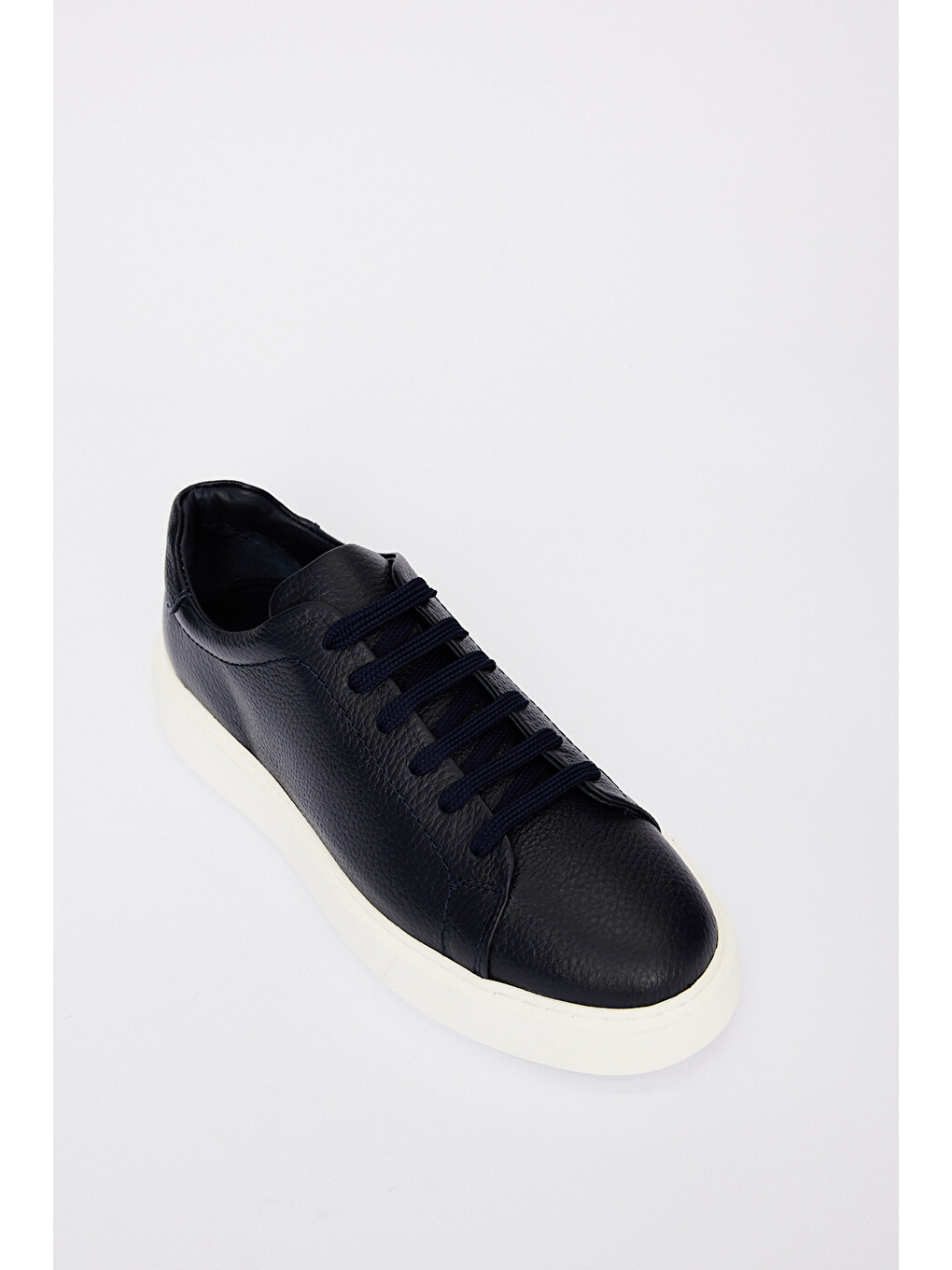 Erkek Lacivert %100 Deri Sneaker Ayakkabı-2