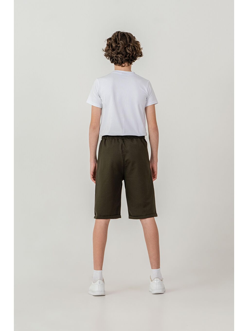 Haki Duble Paçalı Nyc Nakışlı Erkek Çocuk Şort-4