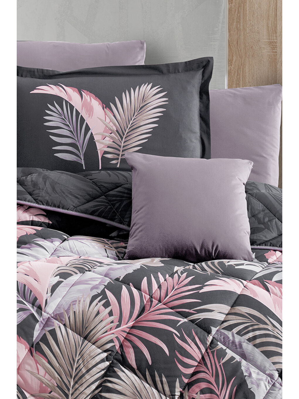 Antrasit Ranforce %100 Pamuk Battal Boy Uyku Seti 260x240 Cm Hena-2