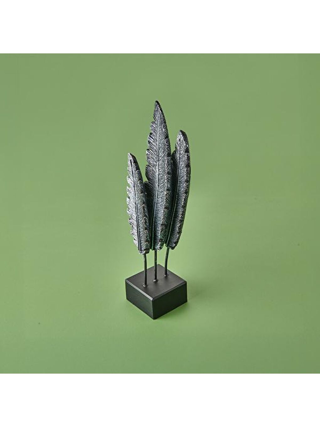 Gri Deco Tüy Dekor - Gümüş / Siyah - 38 cm-2