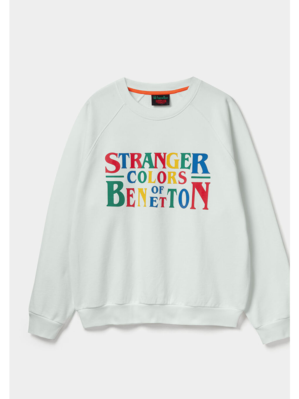 Erkek Beyaz  %100 Pamuk Relaxed Fit Stranger Things Baskılı Sweatshirt-1