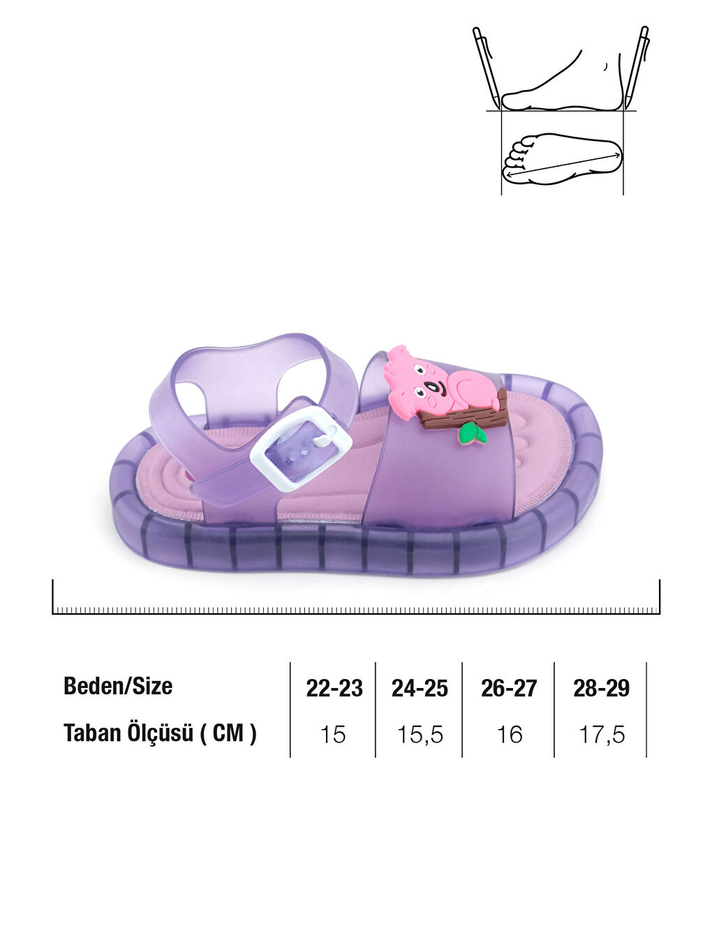Lila Yazlık Kız Çocuk Suni Deri Işıklı Rahat Taban Bilekten Ayarlanabilir Günlük Sandalet-1