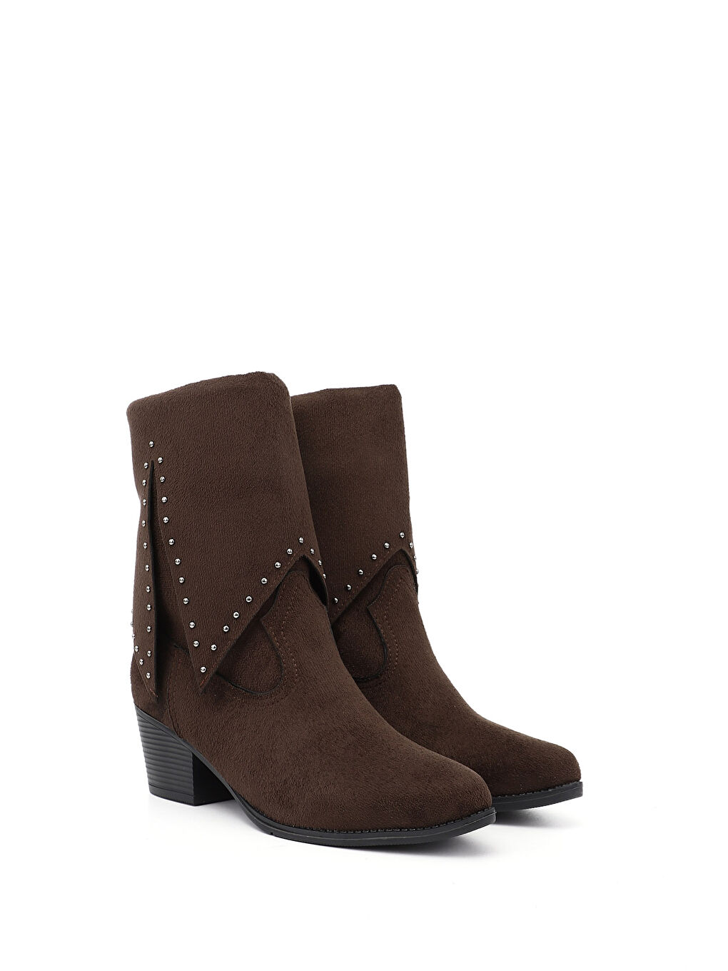 Kahverengi Kadın AÇIK KAHVERENGİ Sivri Burun Kalın Topuklu Kovboy Çizme-1