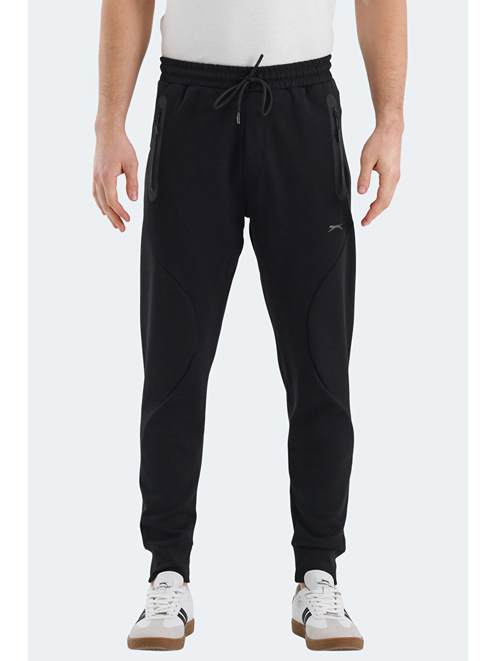 Karışık VARUNA 2 Lİ SET Erkek Fermuar Cepli Dar Paça Siyah - Koyu Gri Eşofman Altı-4