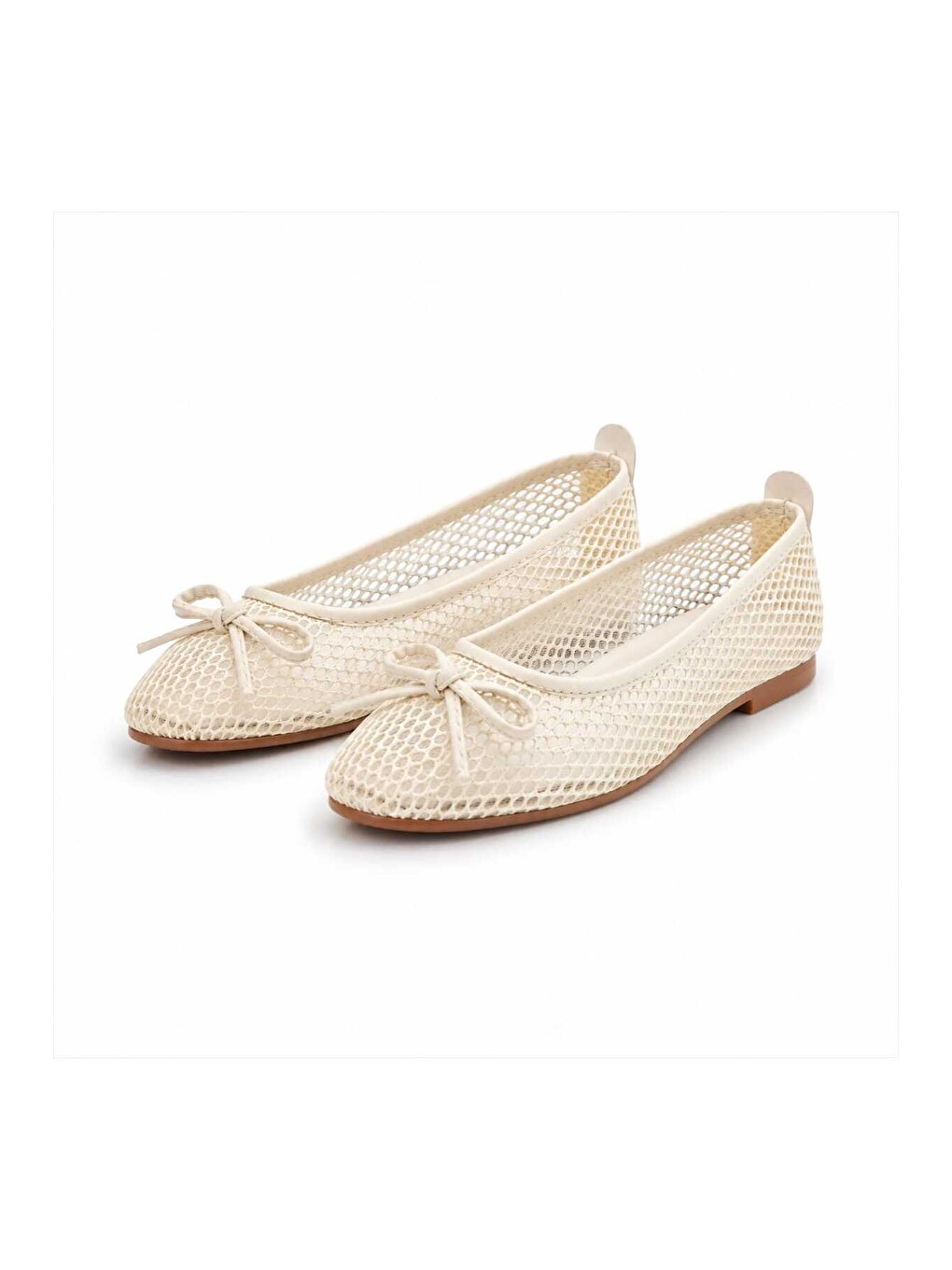 Bej Kadın File Mary Jane Babet Ayakkabı Tokalı Günlük Rahat Esnek Babet