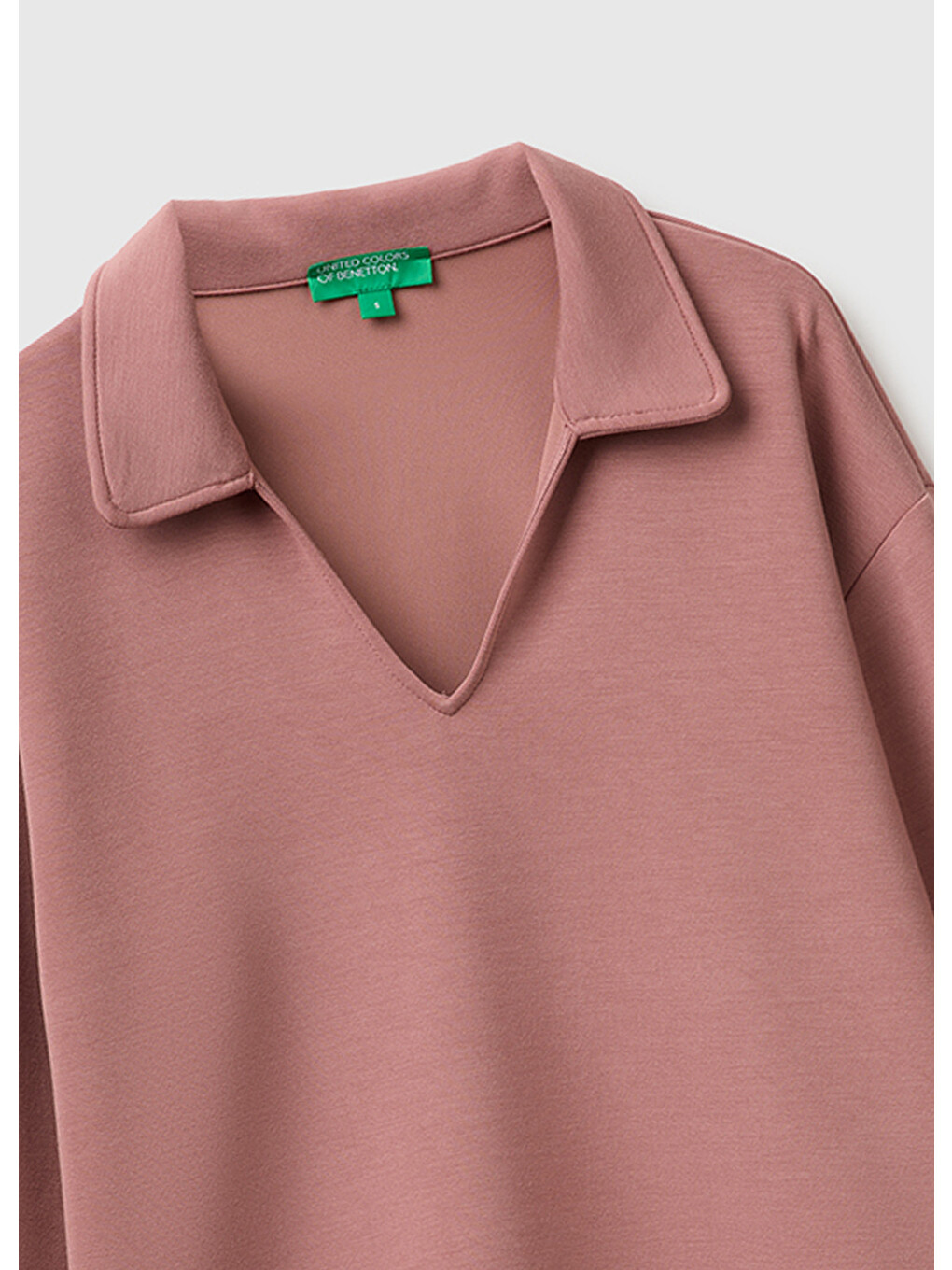 Pembe Kadın Koyu Pudra Modal Karışımlı Uzun Kollu Polo Yaka Üst-2