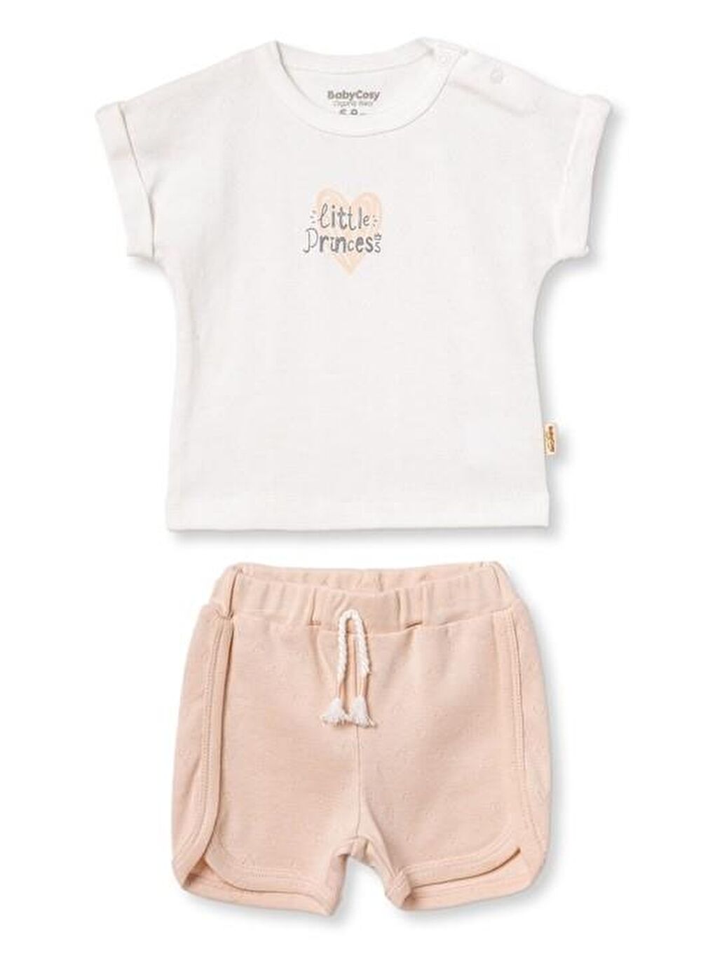 Pembe Bebek Kısa Kollu Tişört ve Pantolon Takımı, %100 Pamuk, Bebek ve Yenidoğan Serisi - CSYR4543