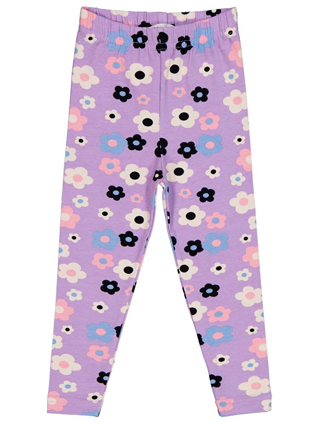 Girls Büyük Çiçek Baskılı 2-5 Yaş Tayt - Lila 3-4 Yaş