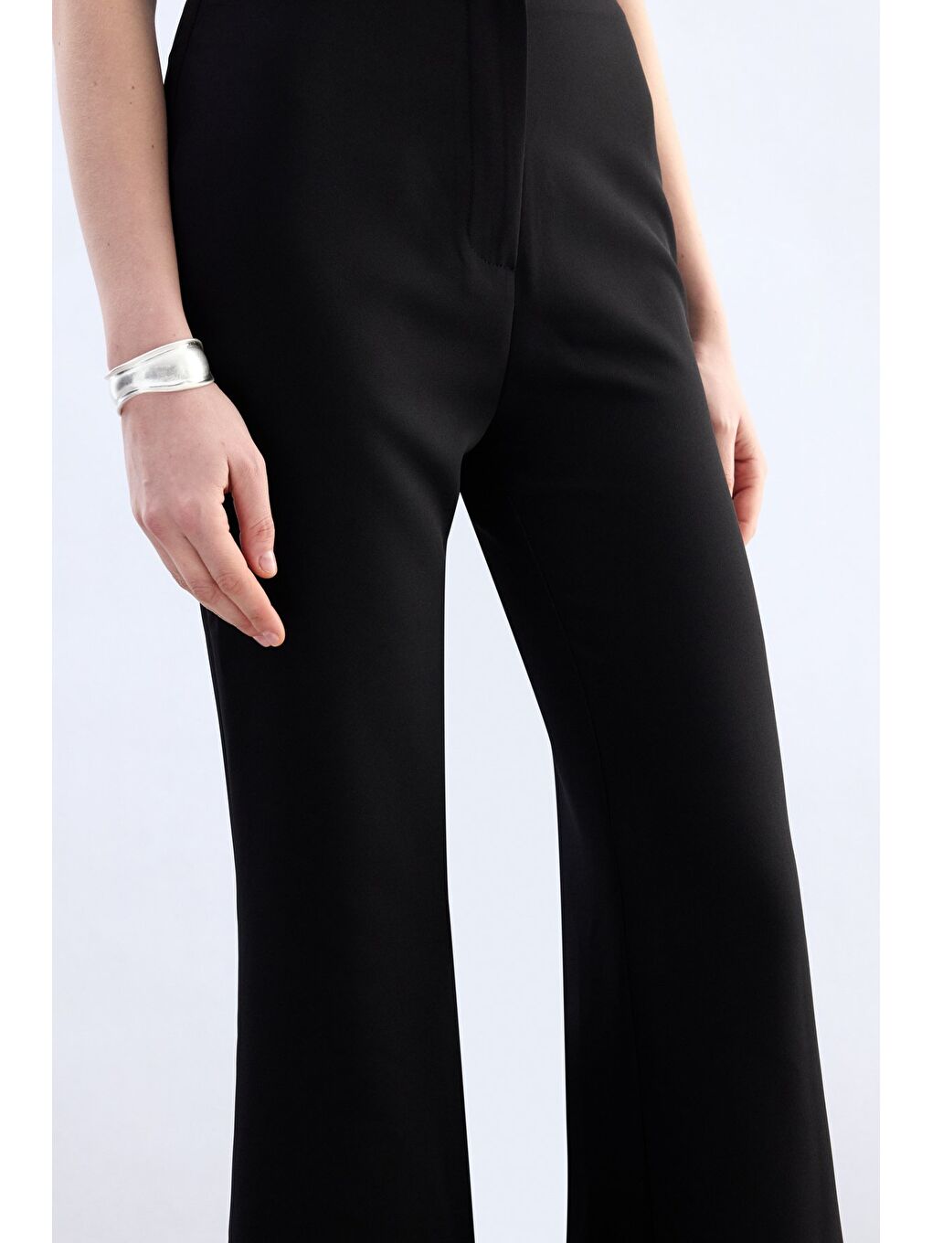 İspanyol Paça Pantolon - Siyah-5