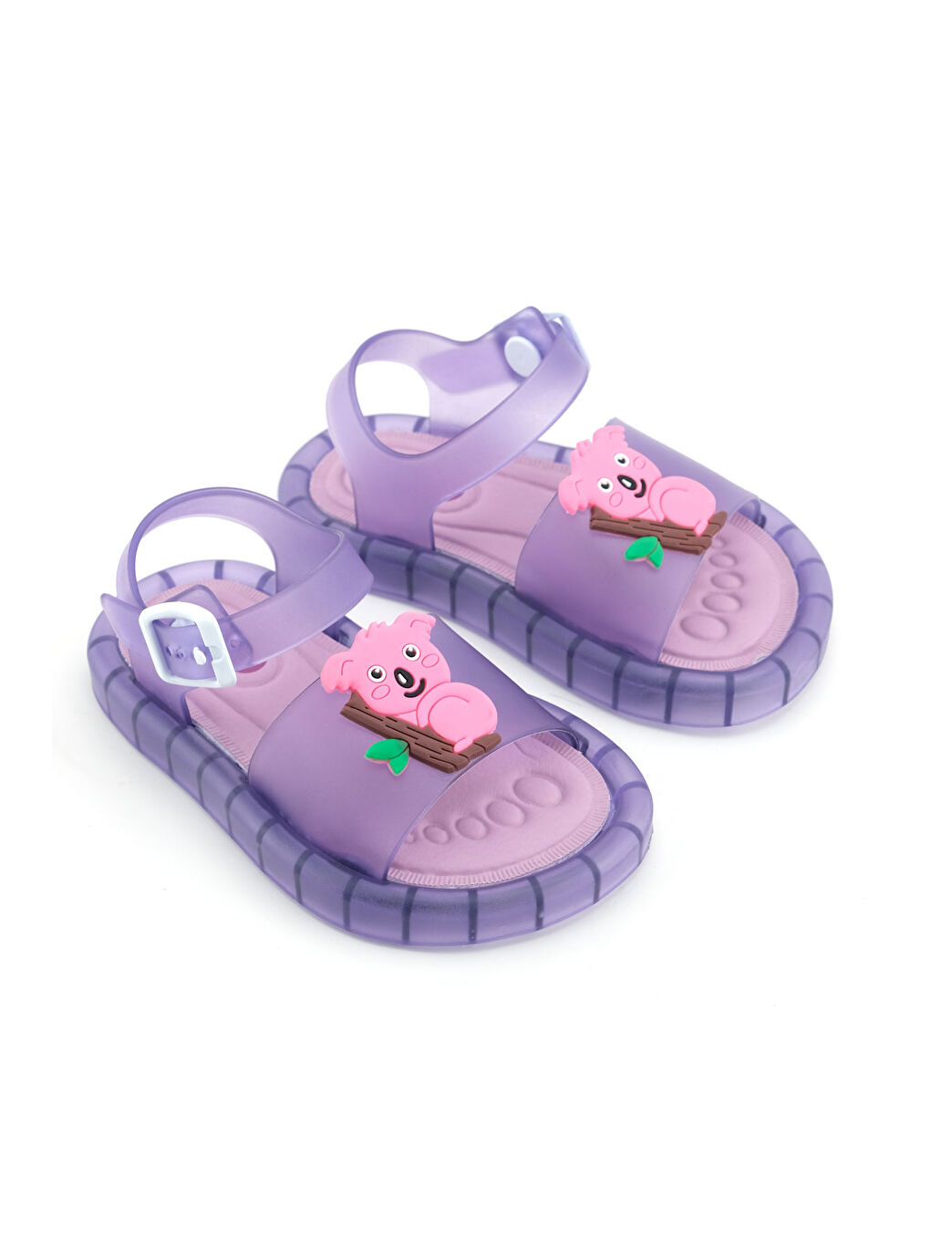 Lila Yazlık Kız Çocuk Suni Deri Işıklı Rahat Taban Bilekten Ayarlanabilir Günlük Sandalet-2