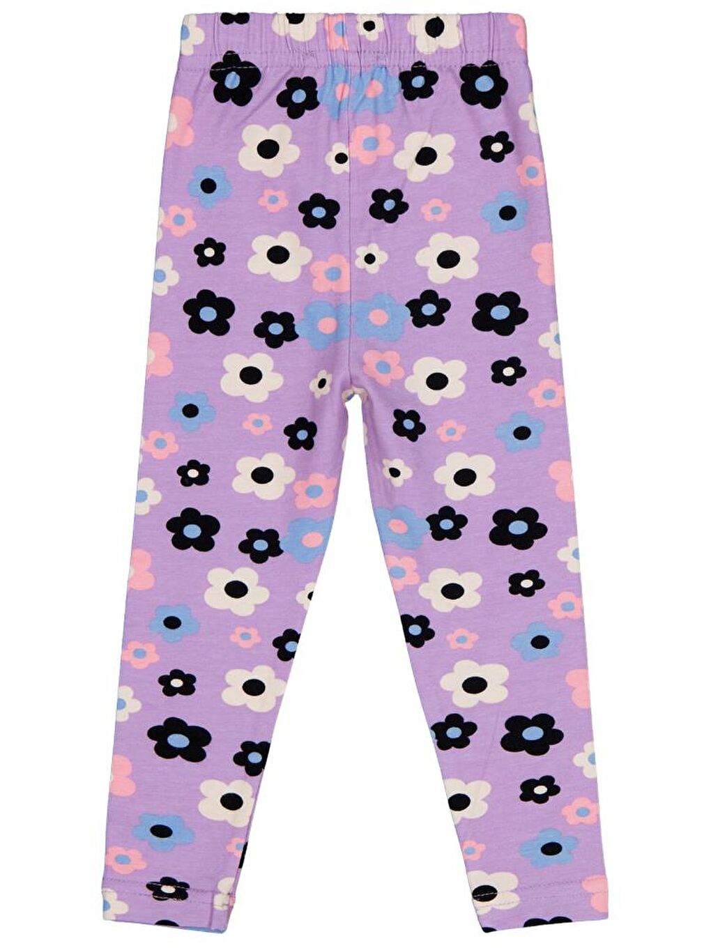 Girls Büyük Çiçek Baskılı 2-5 Yaş Tayt - Lila 3-4 Yaş-1