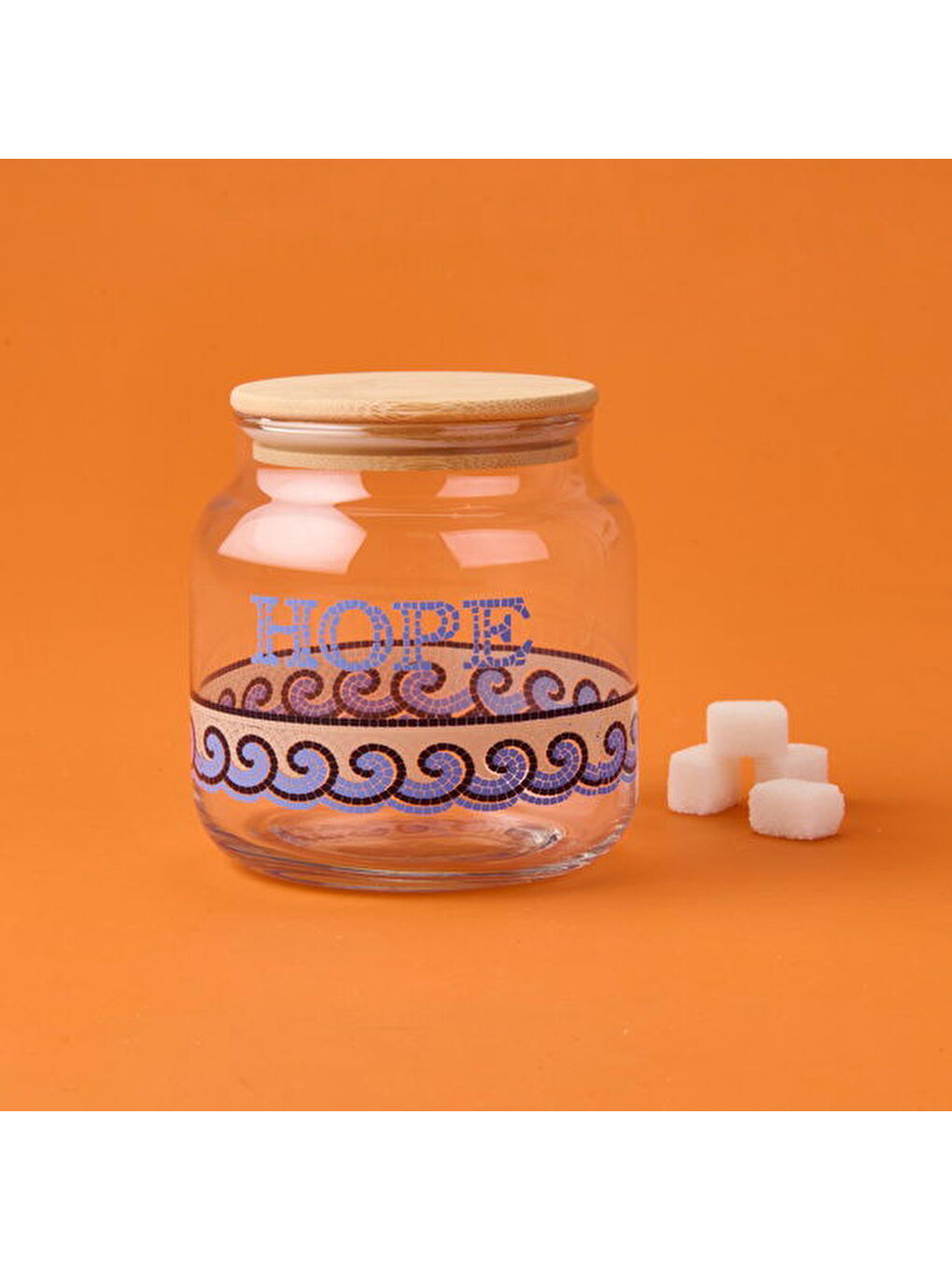 Karışık Blue Mosaiq Hope Kapaklı Cam Kavanoz - Renkli - 635 ml-3