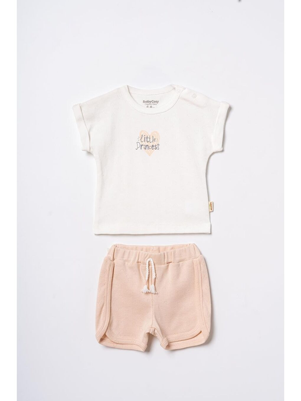 Pembe Bebek Kısa Kollu Tişört ve Pantolon Takımı, %100 Pamuk, Bebek ve Yenidoğan Serisi - CSYR4543-1