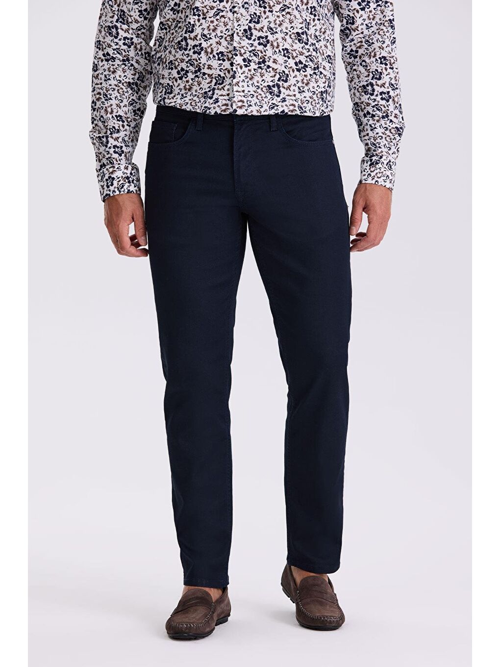 Koyu Lacivert Slim Fit Pamuklu Düz Jean Pantolon