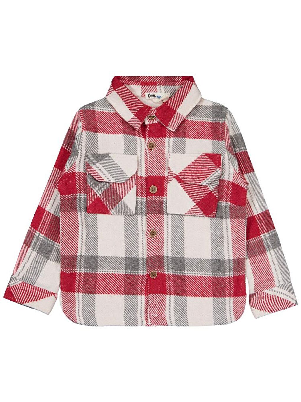 Boys Çift Cepli Ekoseli 2-5 Yaş Gömlek - Kırmızı 5-6 Yaş