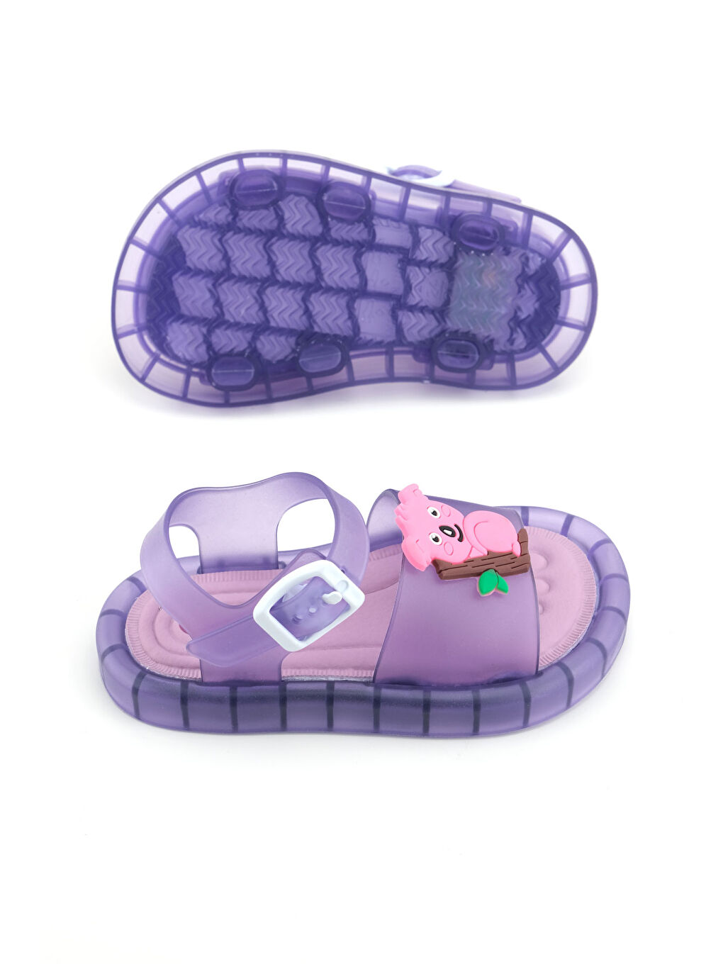 Lila Yazlık Kız Çocuk Suni Deri Işıklı Rahat Taban Bilekten Ayarlanabilir Günlük Sandalet-4