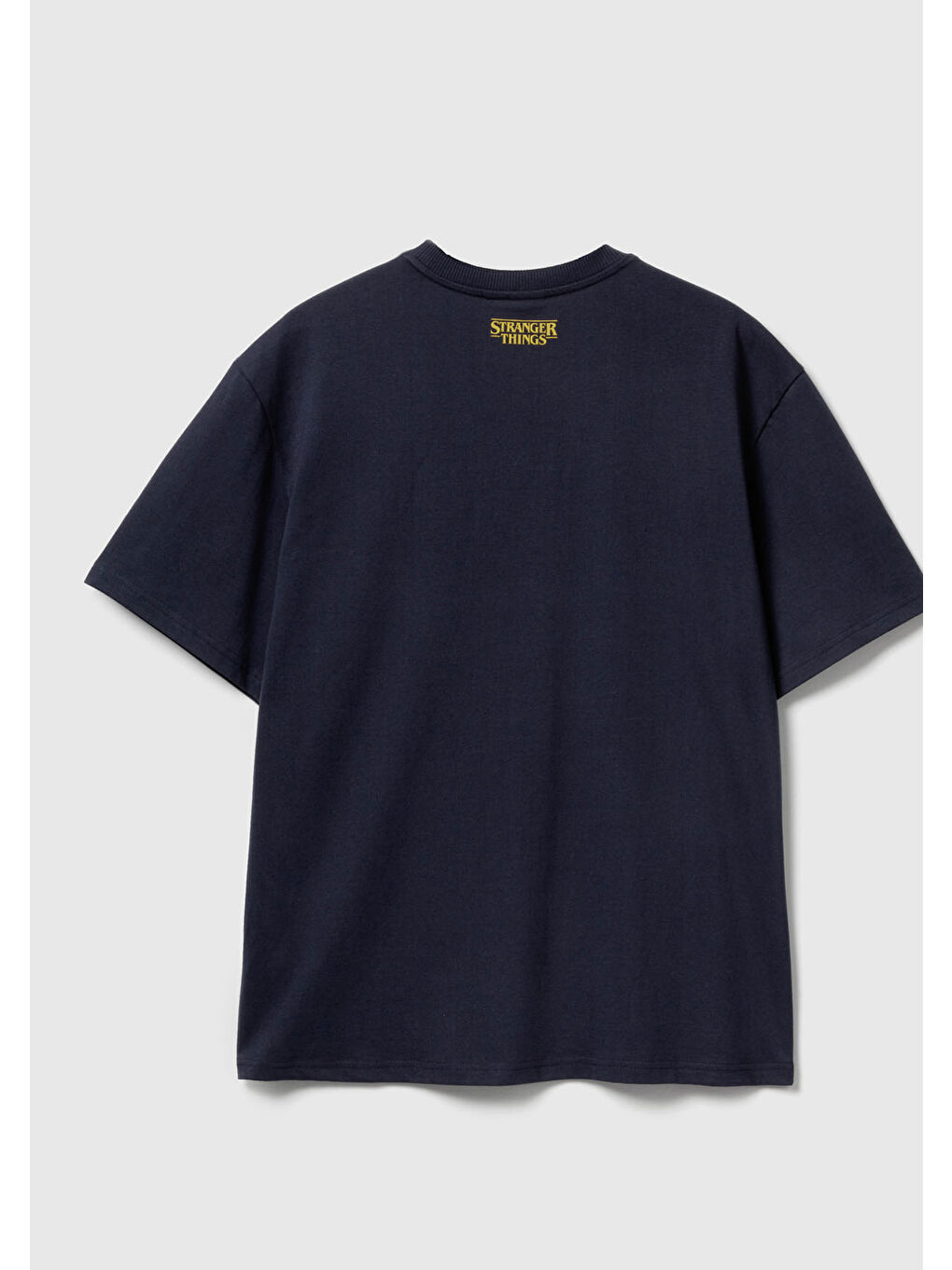 Erkek Lacivert  %100 Pamuk Regular Fit Stranger Things Baskılı T-Shirt-3