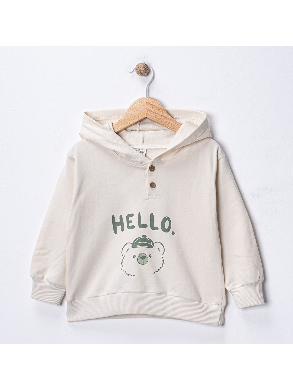 Yeşil Erkek Bebek 3’lü Takım 9-24 Ay Şişme Yelek %100 Pamuk Sweatshirt Gabardin Pantolon-5
