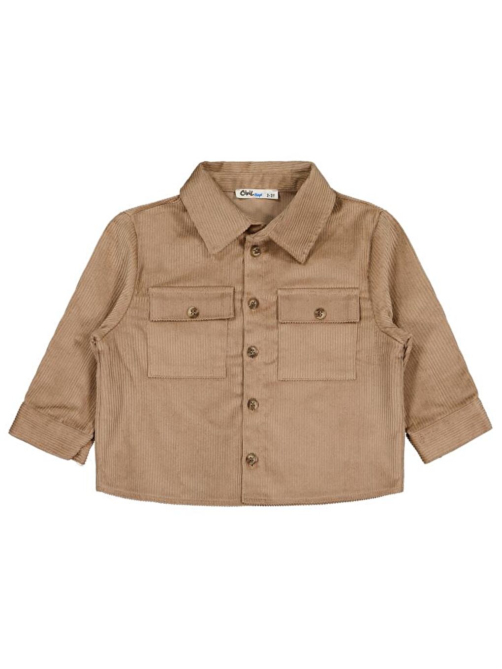Boys Çift Cepli Kadife 2-5 Yaş Gömlek - Bej 4-5 Yaş