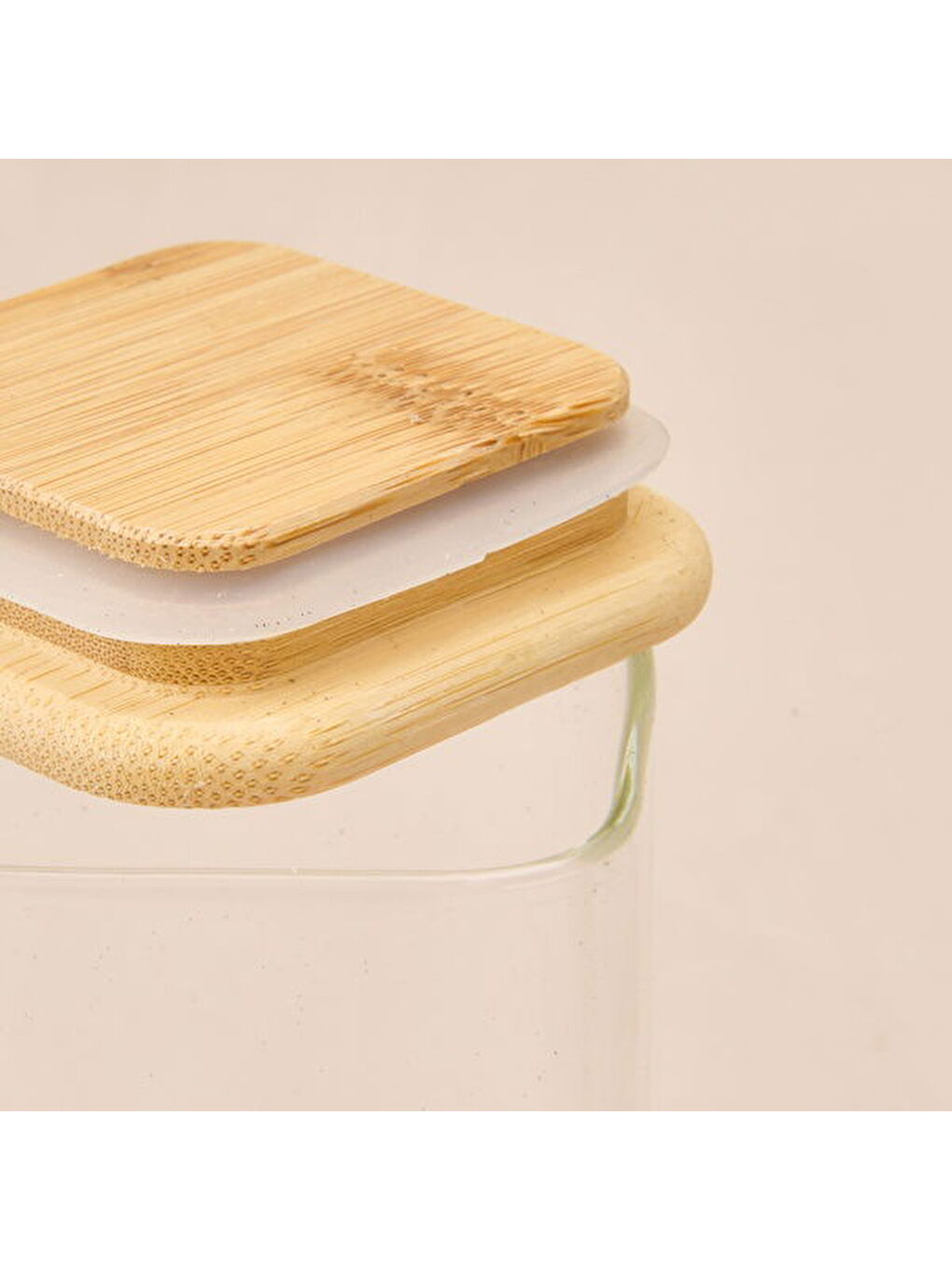 Beyaz Kare Mantar Kapak Cam Kavanoz - Şeffaf / Açık Kahverengi - 270 ml-2