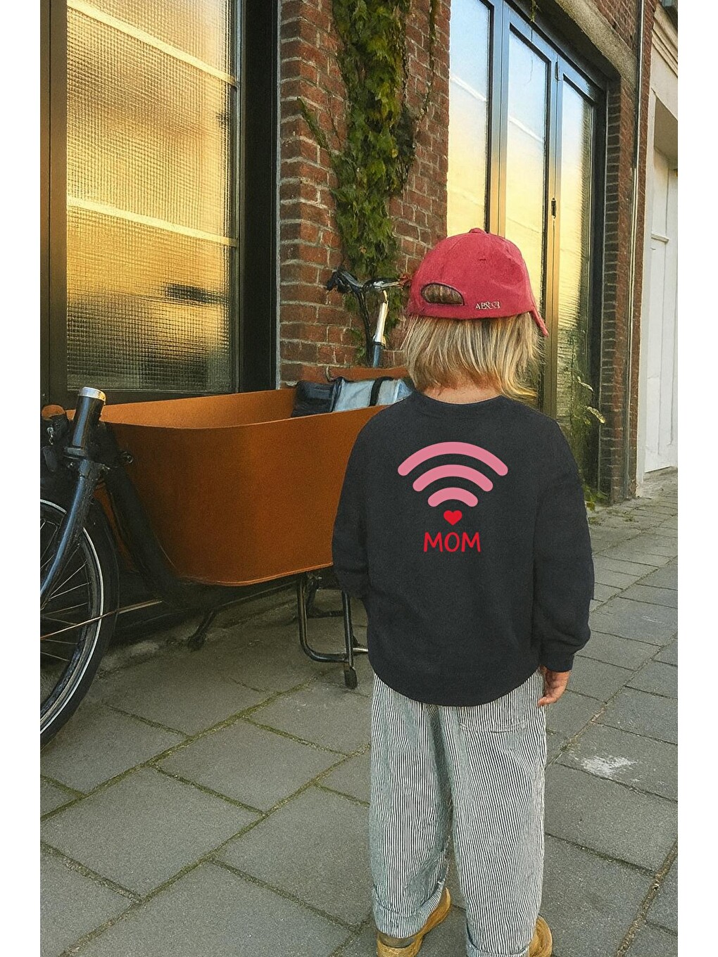 Antrasit Unisex Sırtı Baskılı 3 İplik Kumaş Pamuklu Sweatshirt