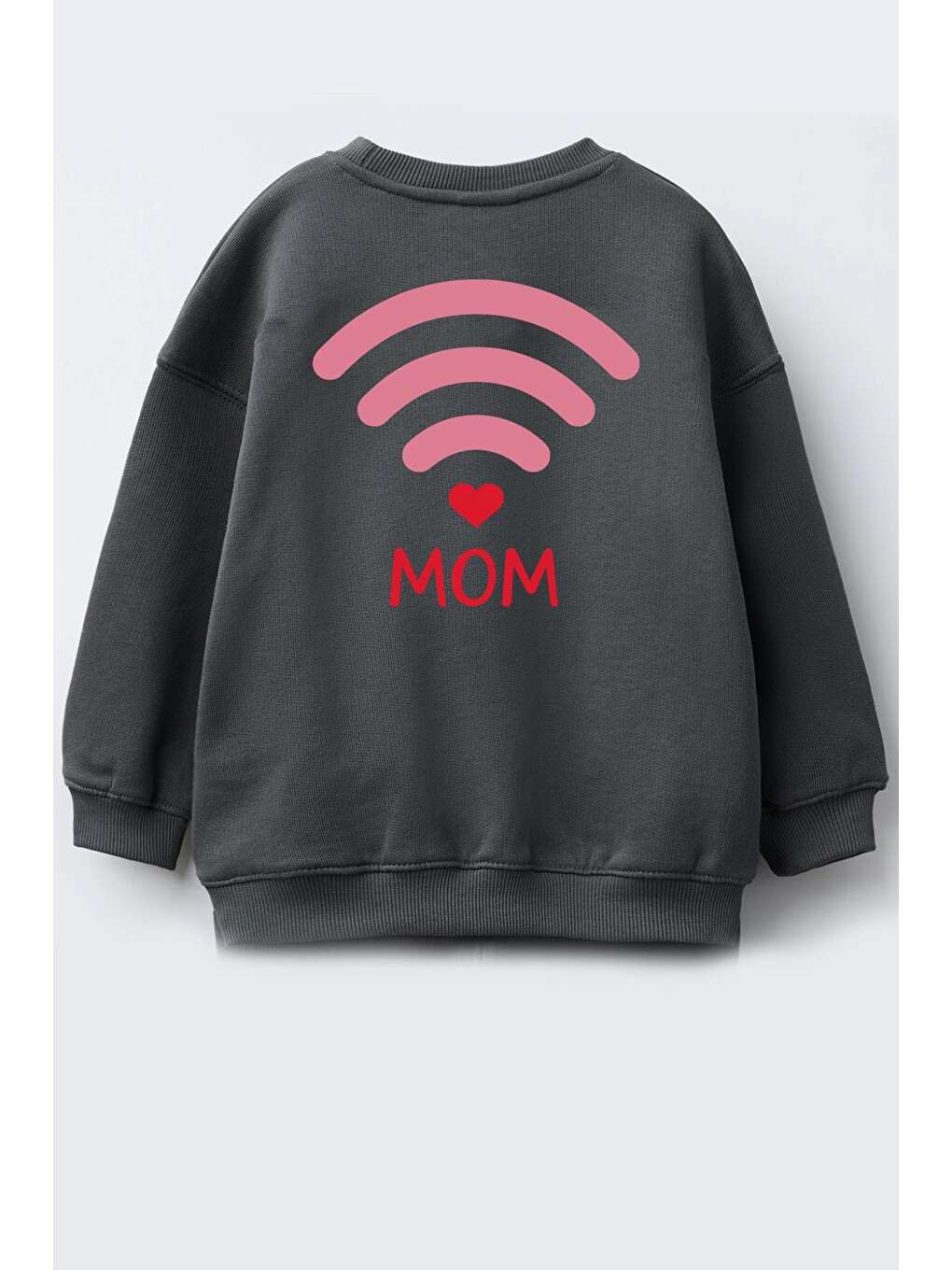 Antrasit Unisex Sırtı Baskılı 3 İplik Kumaş Pamuklu Sweatshirt-1