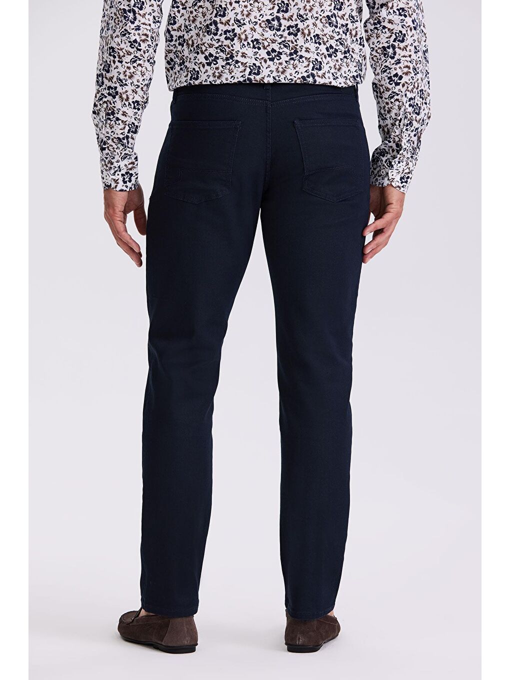 Koyu Lacivert Slim Fit Pamuklu Düz Jean Pantolon-3