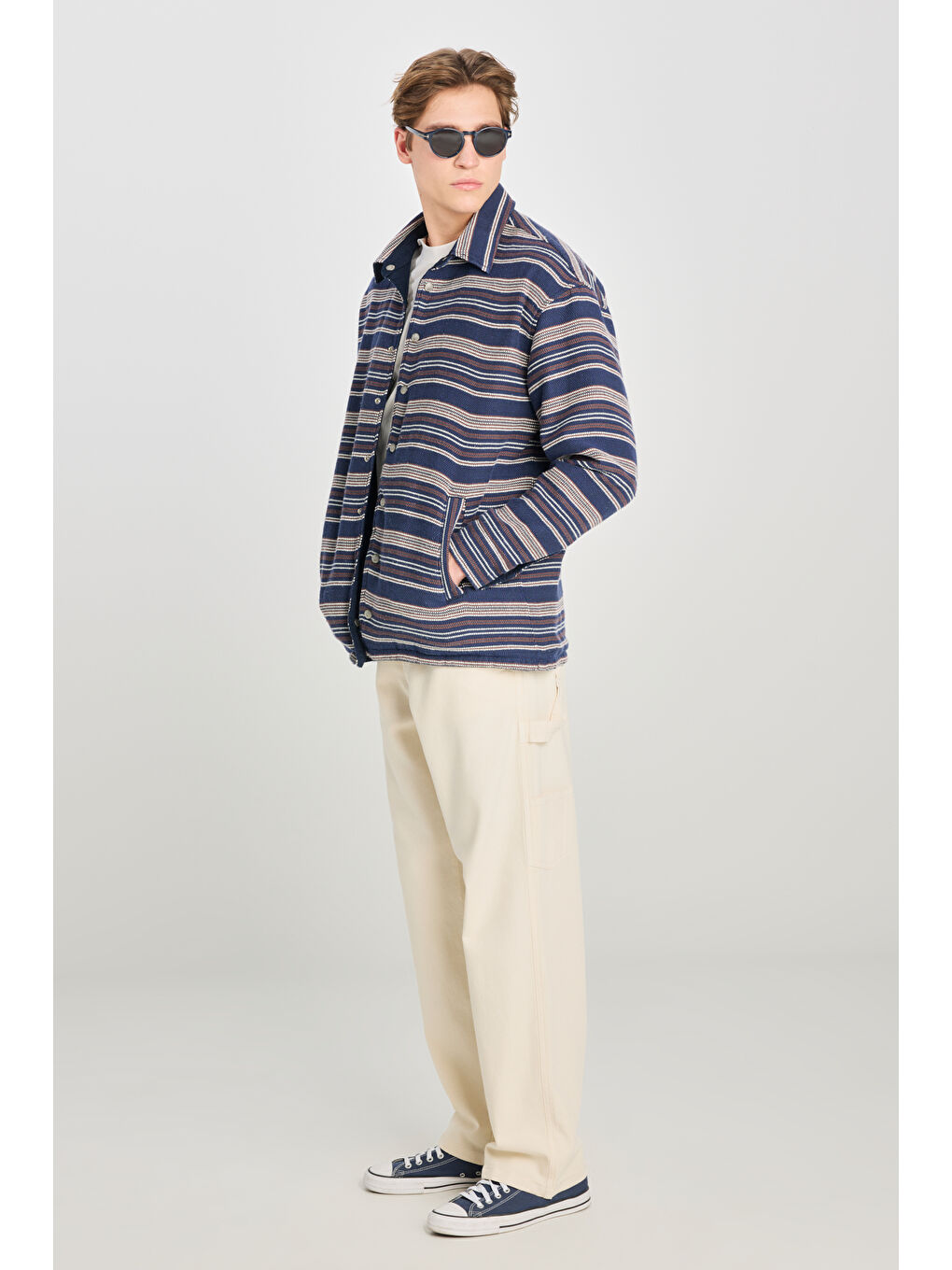 Karışık %100 Pamuk Relaxed Fit Geniş Kesim Çift Taraflı Çok Renkli Ceket-2