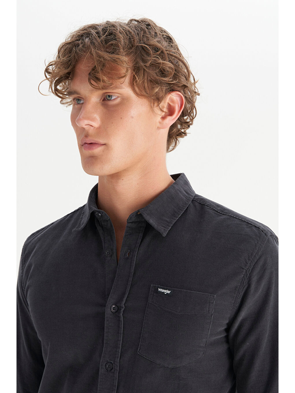 Antrasit %100 Pamuk Regular Fit Normal Kesim Klasik Yaka Cepli Kadife Gömlek-3