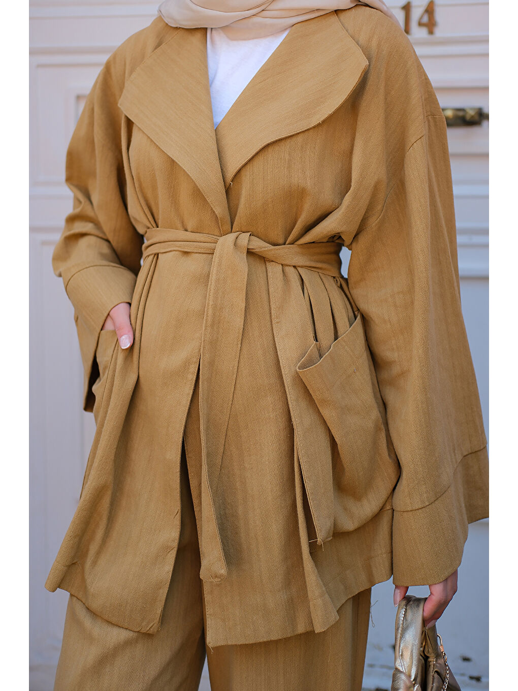 Kadın Geniş Yakalı Takım Yağ Yeşil-4