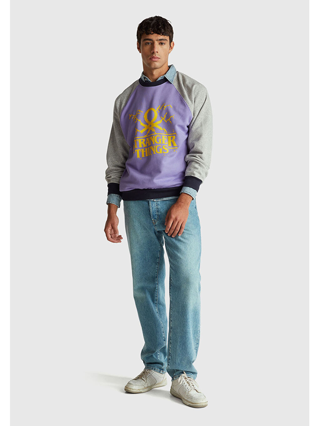 Karışık Erkek  %100 Pamuk Relaxed Fit Stranger Things Baskılı Sweatshirt-4