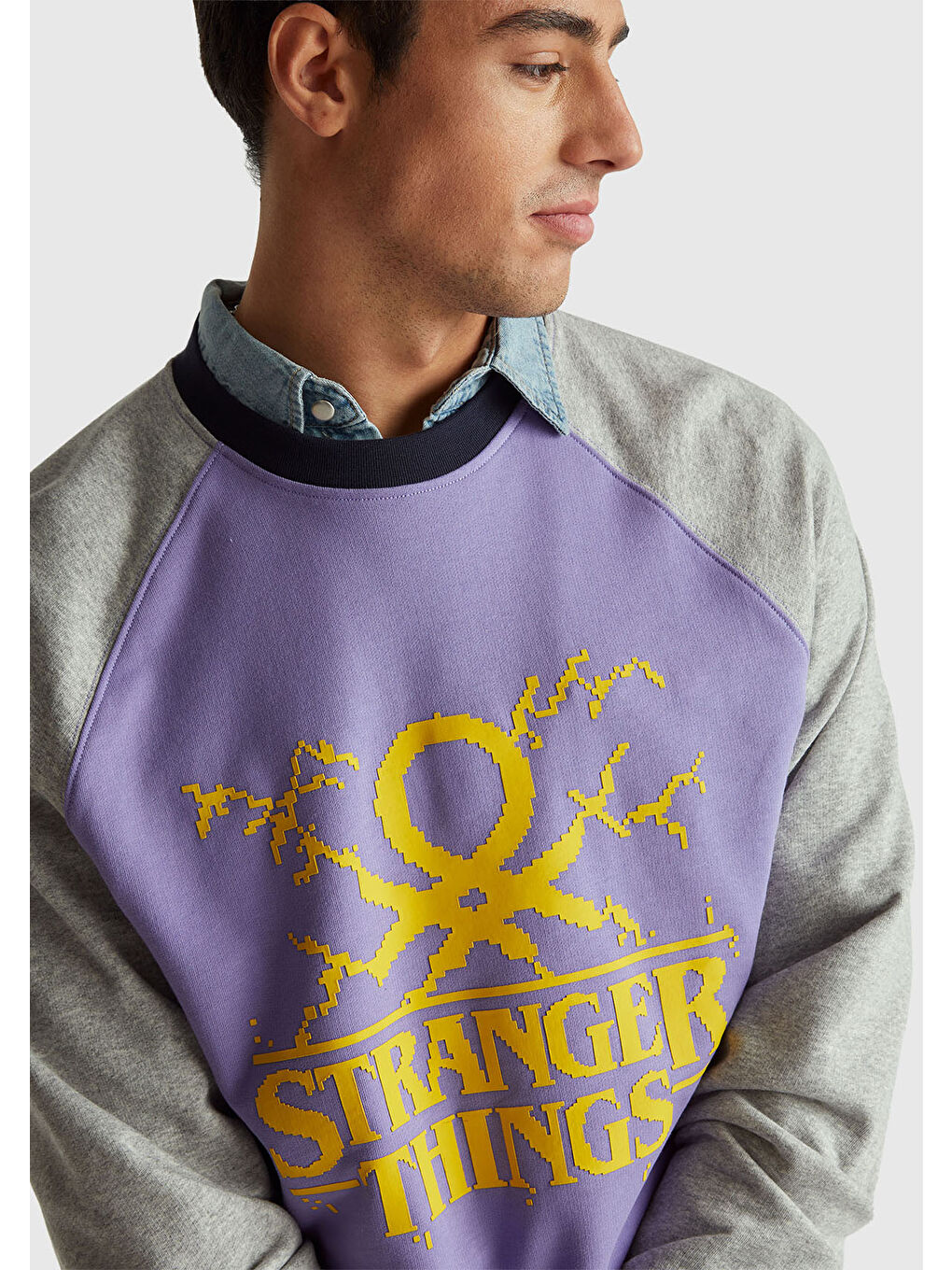 Karışık Erkek  %100 Pamuk Relaxed Fit Stranger Things Baskılı Sweatshirt-5