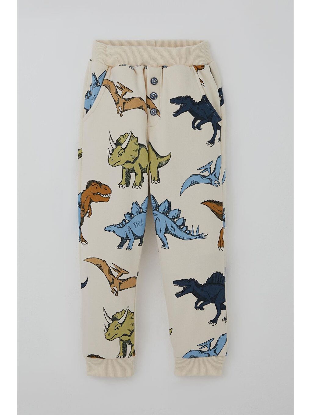Ekru Erkek Çocuk Eşofman Takımı Kükreyen Güçlü Dinozorlar Desenli Krem (1.5-5 Yaş)-2