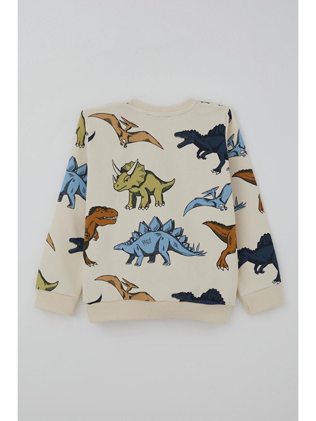 Ekru Erkek Çocuk Eşofman Takımı Kükreyen Güçlü Dinozorlar Desenli Krem (1.5-5 Yaş)-3