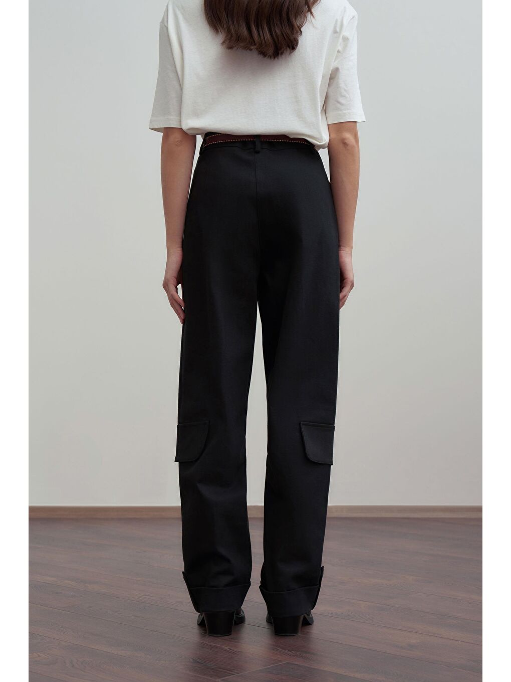 Siyah-Gabardin Kargo Pantolon-2