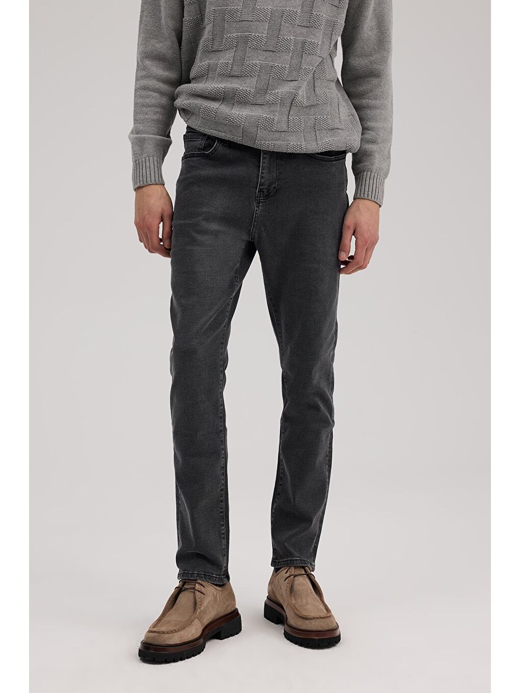 Gri Slim Fit 5 Cep Jean Pantolon-1