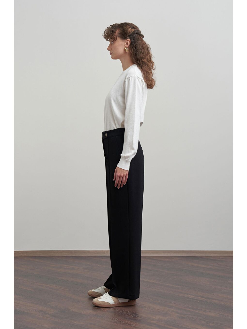 Siyah-Yumuşak Dokulu Palazzo Pantolon-1
