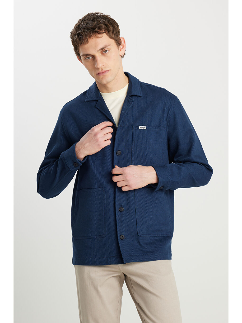 %100 Pamuk Regular Fit Normal Kesim Cep Detaylı Lacivert Ceket-1