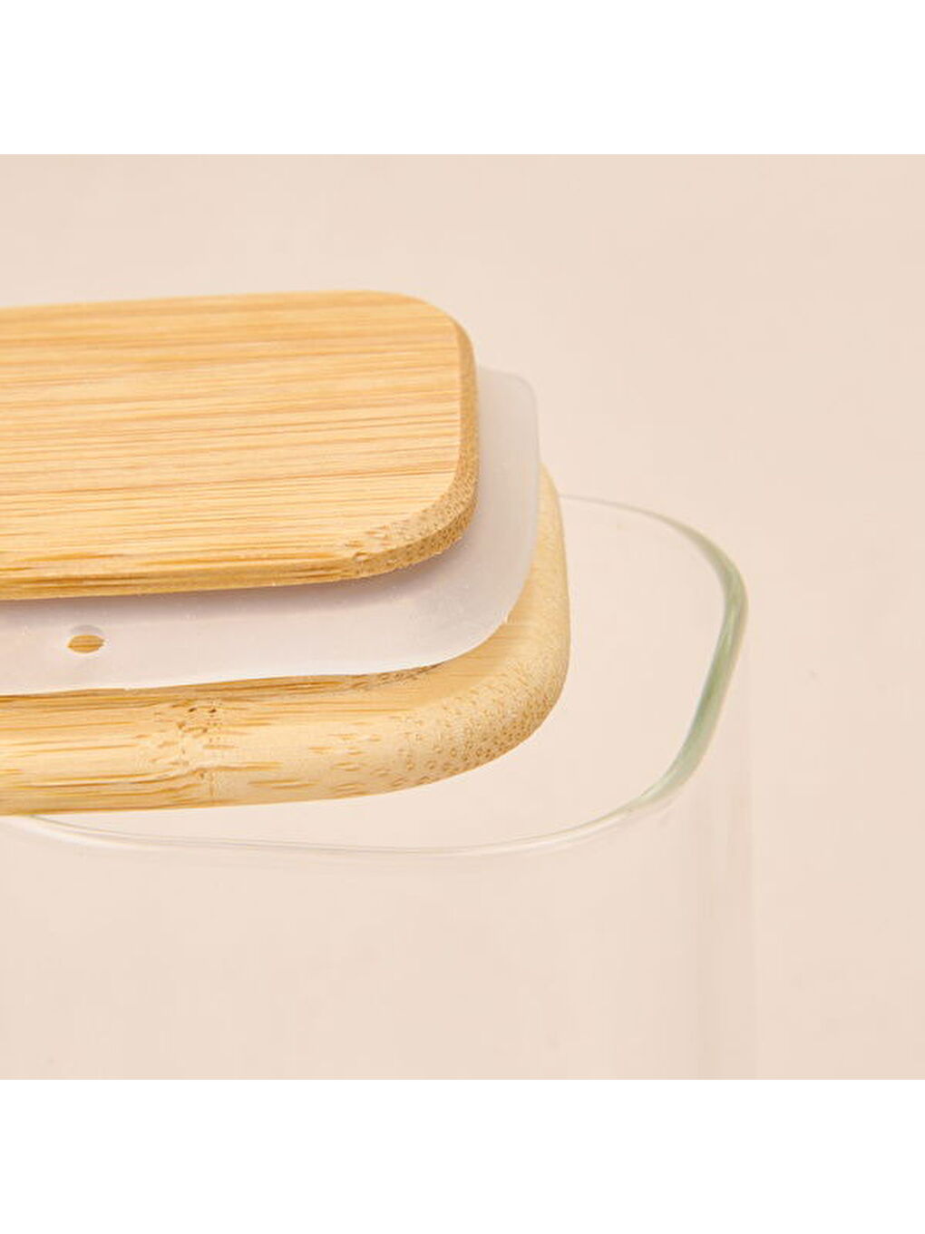 Beyaz Kare Mantar Kapak Cam Kavanoz - Şeffaf / Açık Kahverengi - 210 ml-1