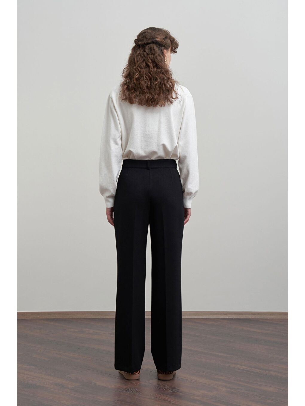 Siyah-Yumuşak Dokulu Palazzo Pantolon-2