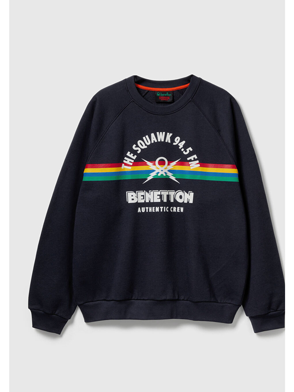 Erkek Lacivert  %100 Pamuk Relaxed Fit Stranger Things Baskılı Sweatshirt-1