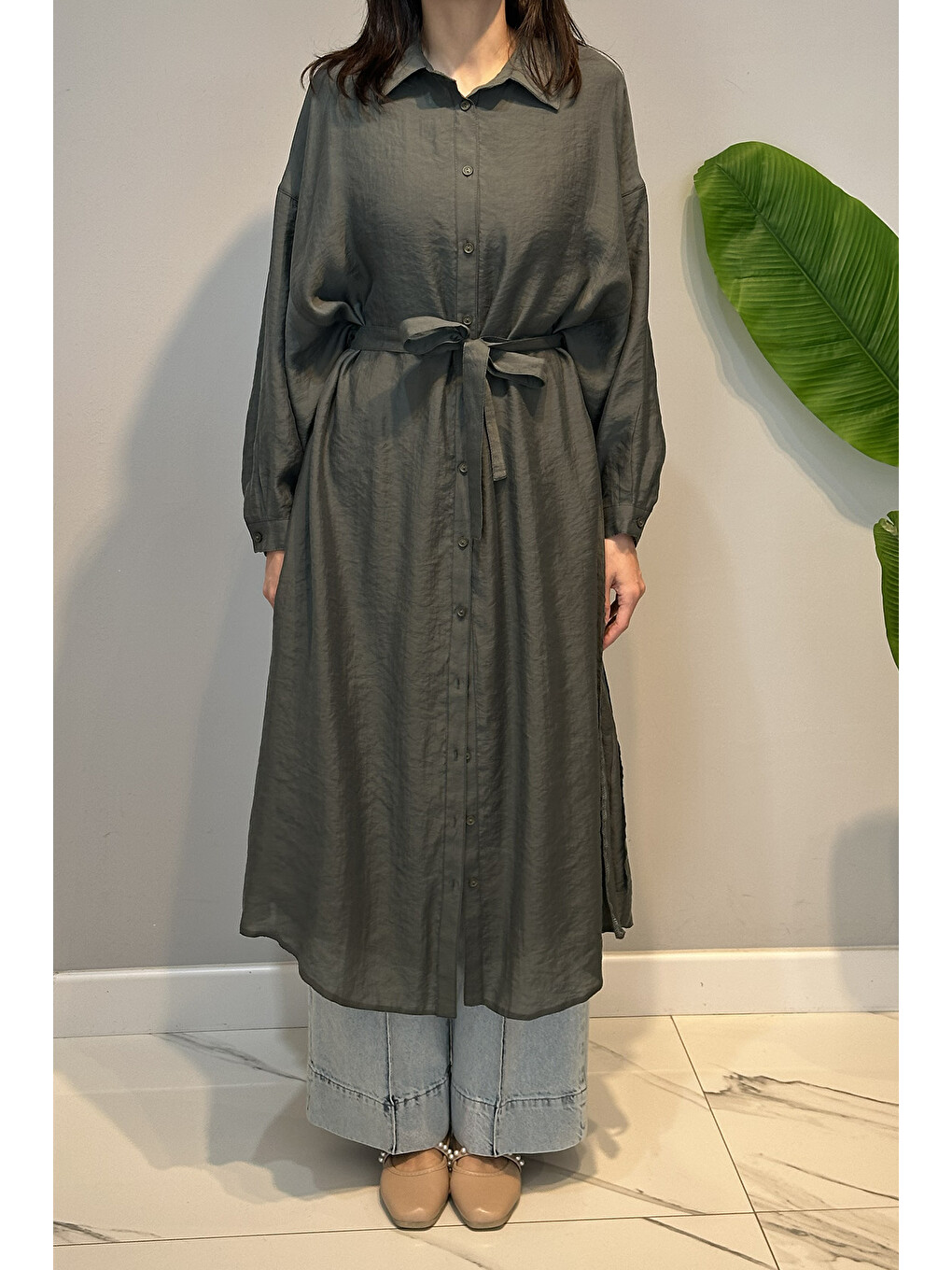 Çift Katlı Kuşaklı Nil Tunik 165 Yeşil-1