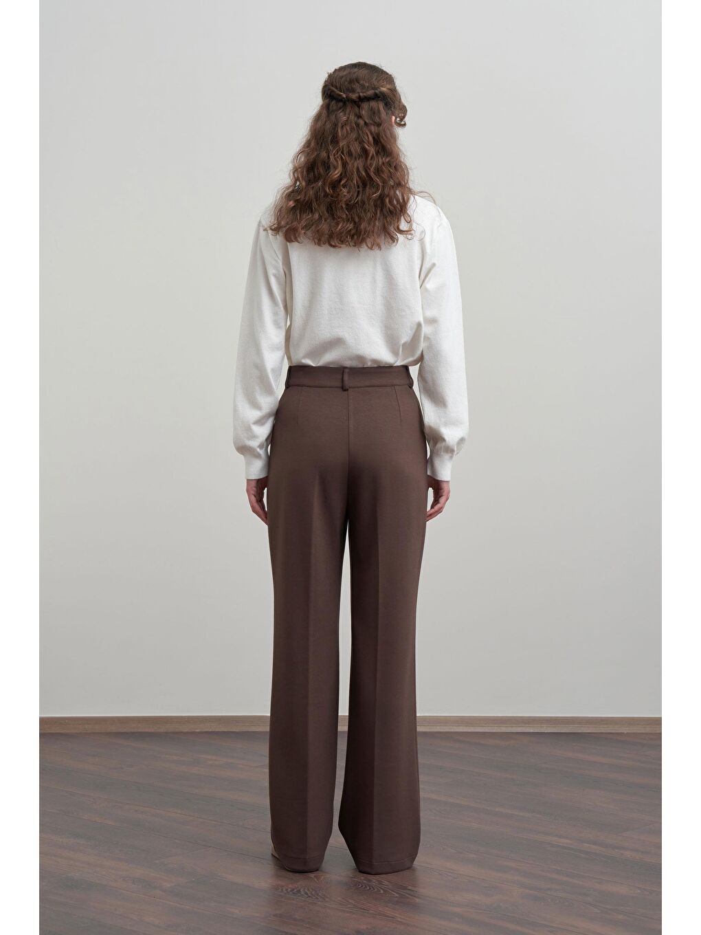 Kahverengi Kahve-Yumuşak Dokulu Palazzo Pantolon