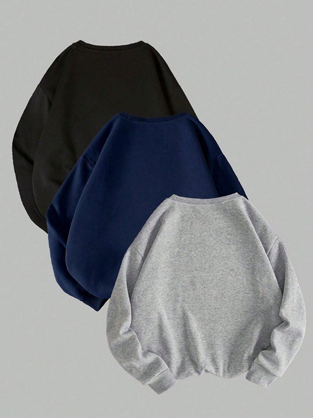 Karışık 3Lü Set NYC Baskılı Regular Bisiklet Yaka Sweatshirt Siyah Gri Laci-1