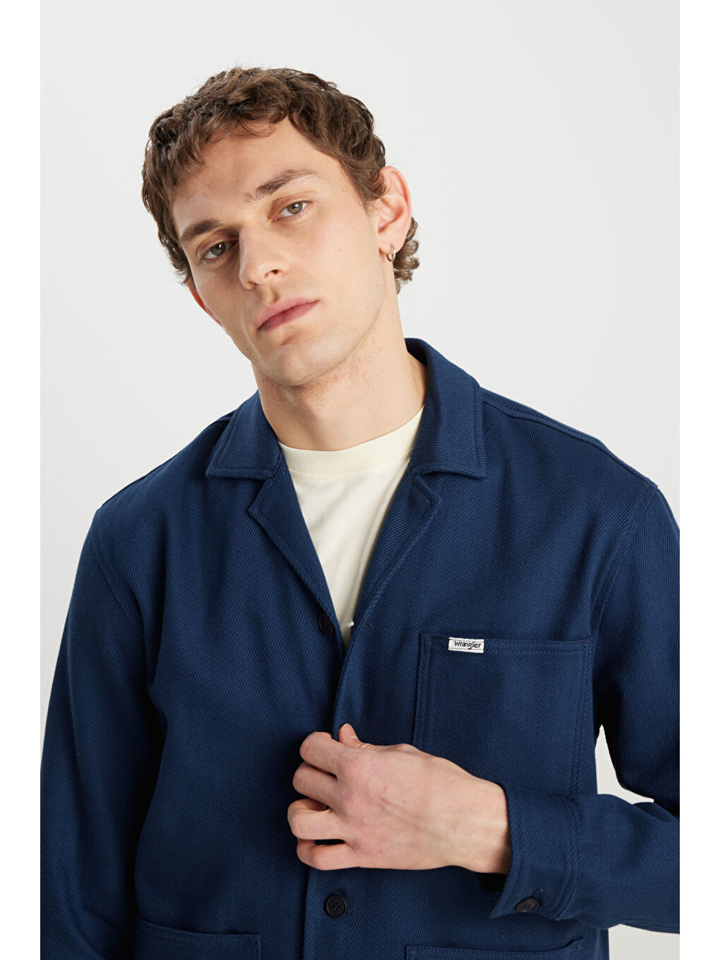 %100 Pamuk Regular Fit Normal Kesim Cep Detaylı Lacivert Ceket-3