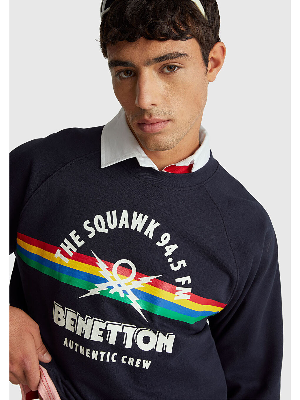 Erkek Lacivert  %100 Pamuk Relaxed Fit Stranger Things Baskılı Sweatshirt-5