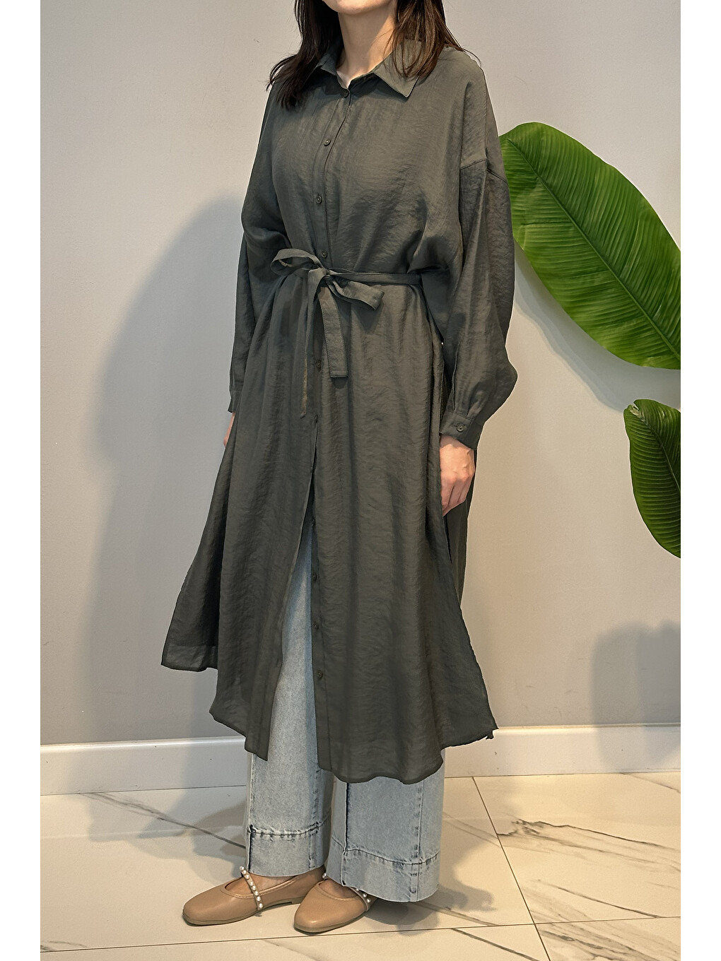 Çift Katlı Kuşaklı Nil Tunik 165 Yeşil-2