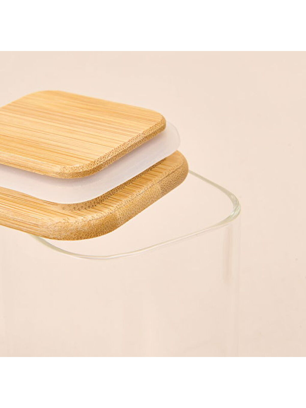 Beyaz Kare Mantar Kapak Cam Kavanoz - Şeffaf / Açık Kahverengi - 150 ml-2