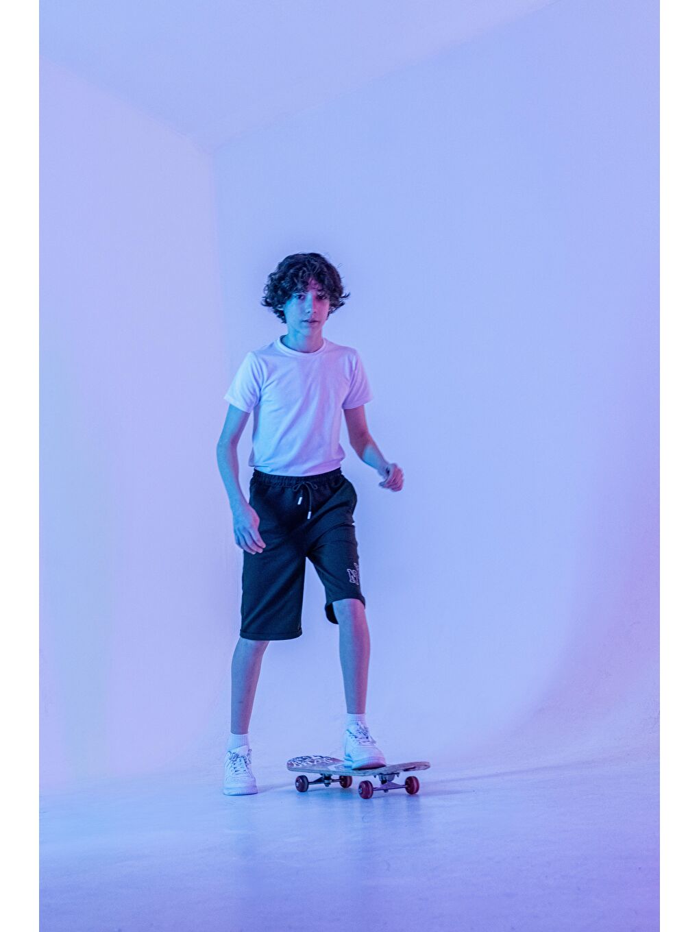 Siyah Duble Paçalı Nyc Nakışlı Erkek Çocuk Şort-4